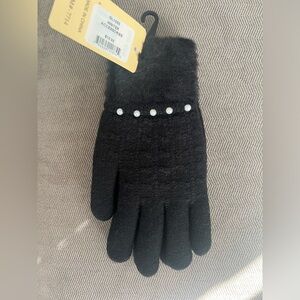 Beautiful Black Gloves with Pearl Detailing - Brand New